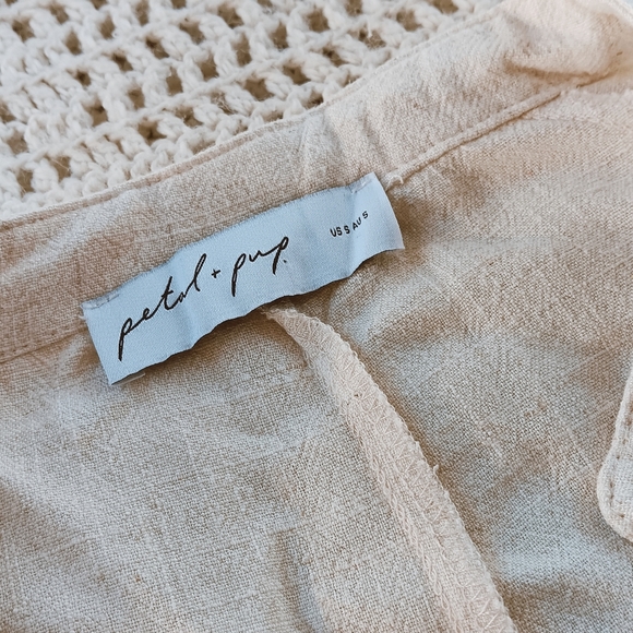 ↠ Petal & Pup Boho Minimalist Oat Chai Cream Archie Button Front Linen Jumpsuit - Picture 6 of 13